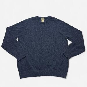 L.L. Bean Blue Cotton Knit Crewneck Sweater Mens XL Classic Vintage Style Fall